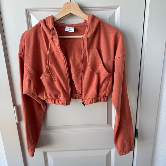 GYMSHARK x Kendra & Kathryn Burnt Orange Cropped Zip Up Hoodie Size XSmall - Picture 13 of 13